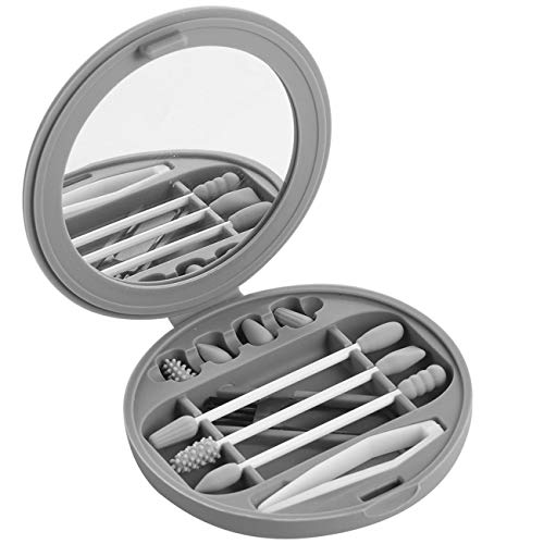 Strogem Reusable Silicone Cotton Swabs with Mirror, Washable Q-Tips