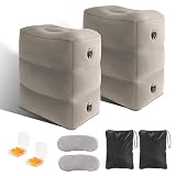 InflaSurf Inflatable Foot Rest Pillow for Travel, 5 Height Adjustable Leg Rest Pillow for Economy Class, Car, Office and Homes