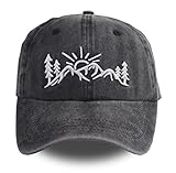 Hunting Hiking Mountain Hats for Men Women, Funny Camping Adventure Outdoor Baseball Caps, Adjustable Washed Cotton Cool Sports Dad Hat, Birthday Gifts for Mom, Father, Mother, Friend, Family (Black)