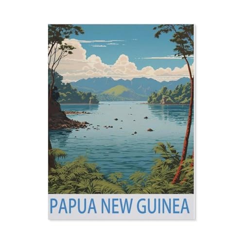 Puzzles 1000 Pièces，Affiche de Voyage Vintage de Papouasie-Nouvelle-Guinée，Affiche Mur Art pour Cadeaux Adultes Enfants Jeux Jouets Éducatifs（50x70cm）-AH58