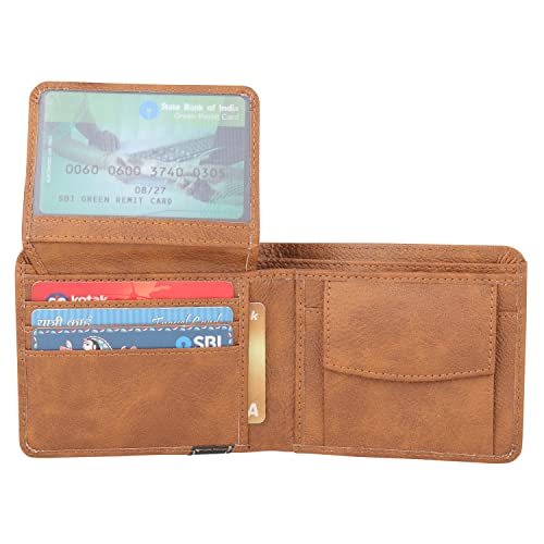 Image of LORENZ Bi-Fold Brown PU Leather Wallet for Men (Star Austin)| WL-72S