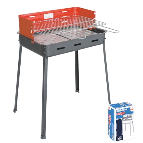 Marvin Barbecue a Carbonella Griglia in Acciaio Cromato Regolabile in 3 Posizioni BBQ Grill Giardino Campeggio Picnic (MEGA Art.860)