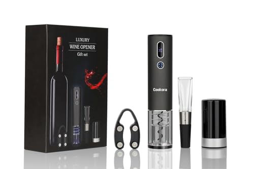 Luxury Electric Wine Opener Set – Rechargeable Automatic Corkscrew with LED Display, Foil Cutter, Wine Aerator, Vacuum Stopper & USB Cable – Deluxe Gift Set in Elegant Box