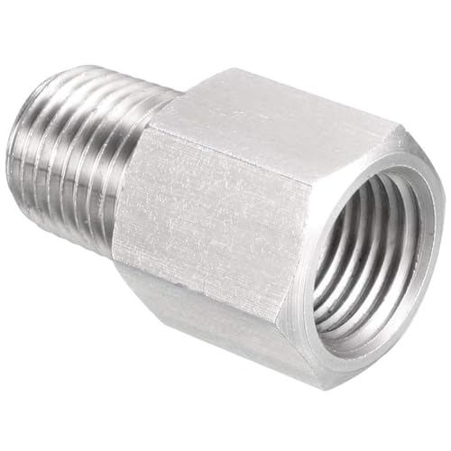 TA-VIGOR 1Pc Reducer Hex Bushing, 1/4 NPT Male to 1/4 G Female Stainless Steel Reducing Pipe Fitting Adapter for Water Oil Air Pressure Gauge, Pipe Connecting Conversion