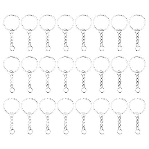 Preisvergleich Produktbild ROSENICE 50 Stück Schlüsselring mit Ketten Metall Schlüsselanhänger Basteln DIY