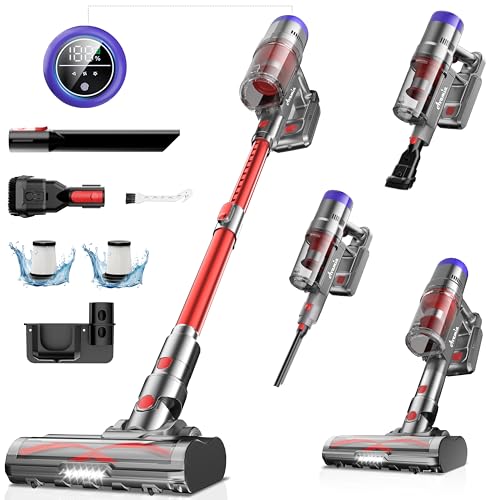 Avamia Aspiradora sin Cable con Pantalla LED, hasta 55 Minutos de Autonomía, Motor sin Escobillas, Cepillo Anti-Enredos, Filtración Multicapa, Batería Extraíble, Aspiradora Vertical Ligera 6-en-1
