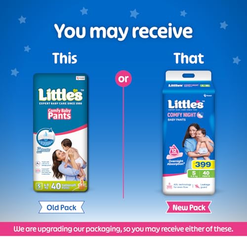 Image of Little's Baby Diapers S Size (Small) Pants Style | 4-8 kg | 120 Count | Comfy Nights Baby Diaper Pants with Leakage Guard & Upto 12 Hours Absorption (40 Count, Pack of 3)
