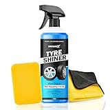 OBEROI'S TRADERS Tyre Shiner Spray 1L with Sponge & Microfiber Cloth | High Gloss Tire Polish & Rubber Protectant for Cars, Bikes & SUVs | Long-Lasting Shine & Protection from Fading & Cracks