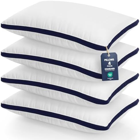 Utopia Bedding Pillows 4 Pack Standard Size, (Navy) Luxury Hotel ...