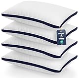 Utopia Bedding Pillows 4 Pack Standard Size, (Navy) Luxury Hotel Quality Pillows, Brushed Fabric, Bed Pillow for Back, Stomach or Side Sleepers - 20 x 30 inch / 50 x 75 cm