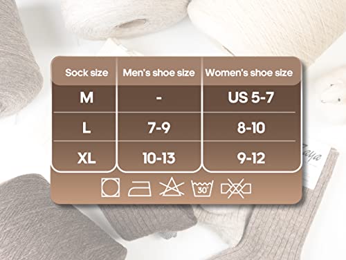 Zaya's Chic House - Natural Yak Wool Thick Socks - Un-dyed Bed Socks for Poor Blood Circulation, Made in Mongolia, Unisex 7