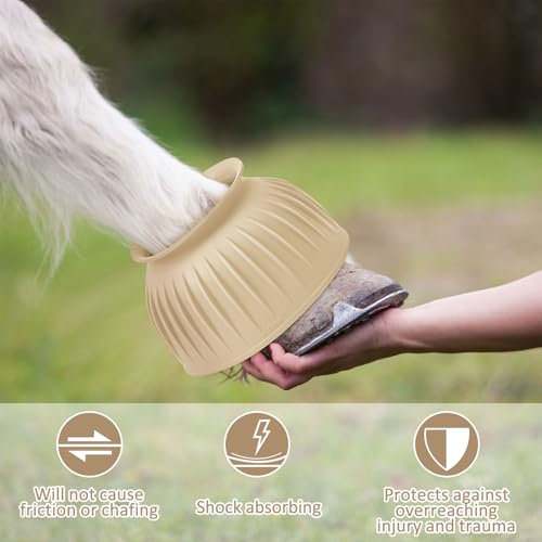 Image of Abbylike Bell Boots for Horses 1 Pair /2 Pair Available, Protect Against Hoof Impact Trauma, Rubber Bell Boots Horse Care for Turnout, No Rub Design Wrap Hook and Loop