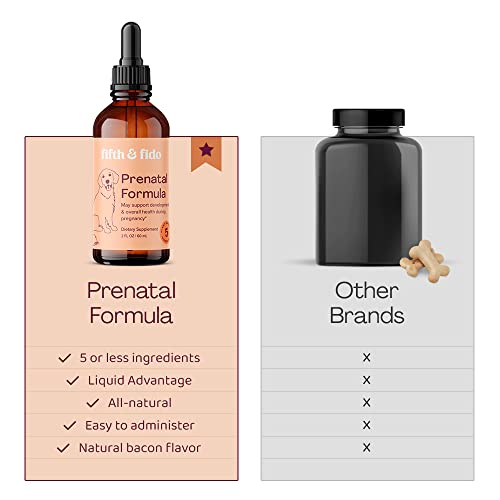 Fifth & Fido Dog Prenatal Vitamins For A Healthy Litter - Pregnant Dog Vitamins And Supplements To Support Pregnancy, Overall Health, Milk Production And Nursing - Dog Breeding Supplies - 2 Fl Oz #TOP2