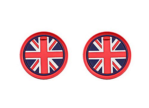 Ijdmtoy Red/Blue 73Mm Union Jack Uk Flag Style Silicone Insert Mats Compatible With Mini Cooper R55 R56 R57 R58 R59 Front Console Drink Holders #TOP1