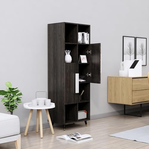 Image of Bniture Bookshelf for Home | Engineered Wood Book Shelf with 2 Door & 6 Shelf | Open Book Shelf Stand for Library | Multipurpose Display Organizer for Living Room, Study & Office | Flower Wenge