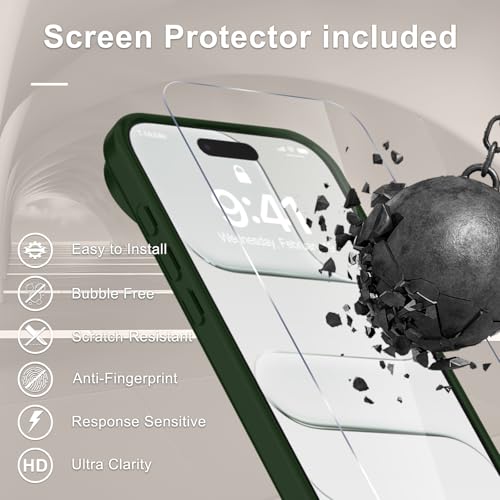Image of YENAPOON for iPhone Air Case, Matte Magnetic Phone Cover [with 1 Screen Protector] [Support for MagSafe] [Shockproof Military Grade Protection] Translucent Frosted Back, Sage Green