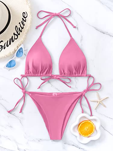 Image of Bikinis Swimsuit Set for Women Swimwear Triangle Bathing Suit Tie String Thong