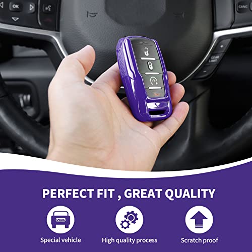 Image of RAZPOY for RAM Key Fob Cover, ABS Key Case Cover Holder Protector Compatible with for 2018-2023 Dodge RAM 1500 2500 3500, Purple