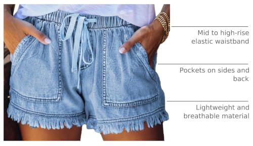 Image of YOCUR Womens Lightweight Shorts Casual Baggy Trendy Hot Pants Elastic Waist Drawstring Comfy Shorts