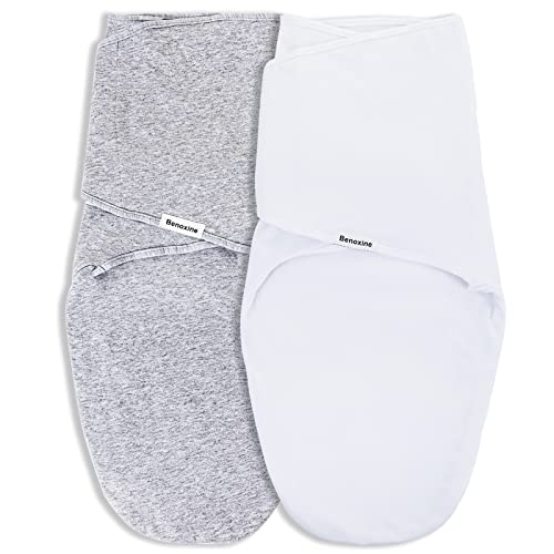 Image of Soft and Cozy Organic Cotton Baby Swaddle Blankets Black White Gray Design Swaddle Wraps for Newborns, 0-3 Months