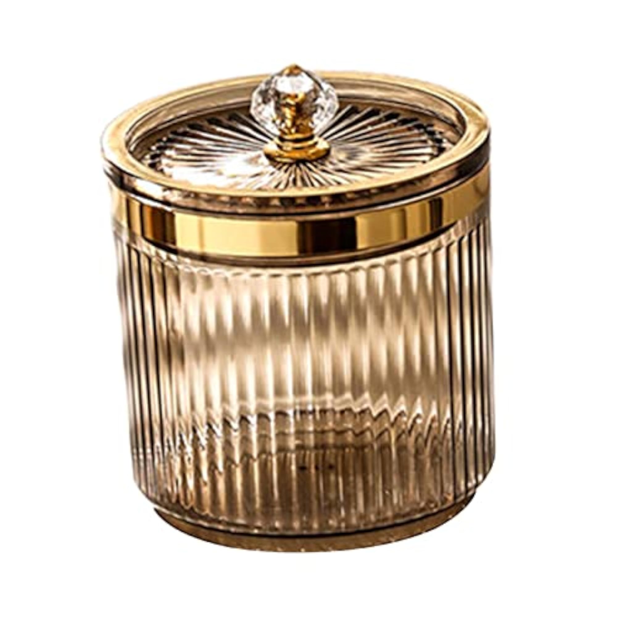 Makeup Cotton Swab Ball Holder Jar with Lid, Brown