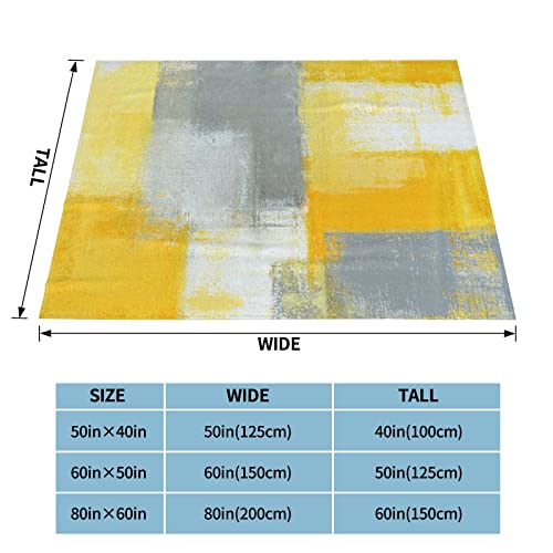 Yellow Grey Abstract Soft Flannel Fleece Blanket Breathable Throw Blanket Halloween Chirstmas Days Rustic Cozy Blanket For Couch Sofa Bed Living Room Suitable For All Season 50X60 Inch #TOP3