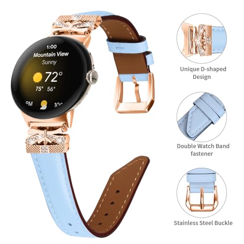 Compatible With Google Pixel 2 Watchband,Adjustable Genuine Leather Wrist Strap with Metal Buckle for Google Pixel watch 2022 /Google Pixel 2 watch 20232