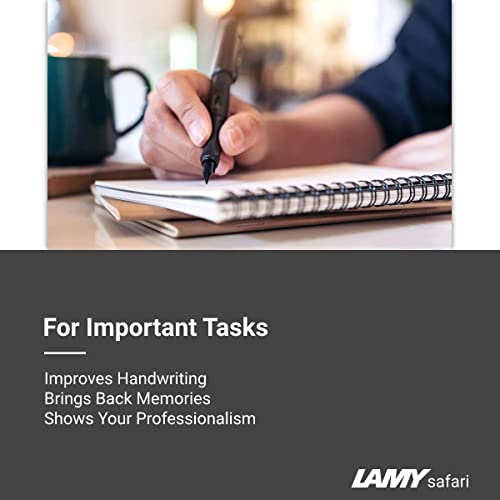 Boxiti Set - Lamy Safari Fountain Pen Charcoal, Fine Nib | 5 Black Ink Cartridges, Z28 Converter And Wipe #TOP5