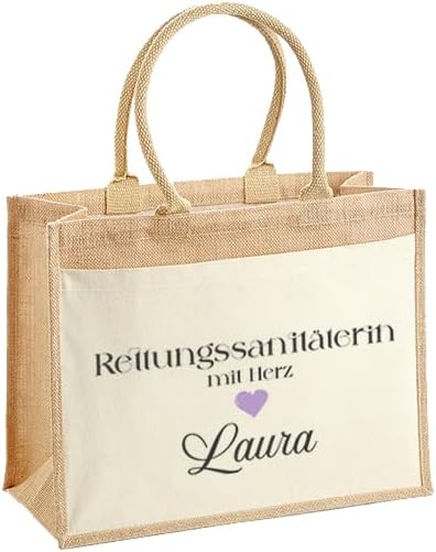 LIEBTASTISCH Jute Bag Shopper Personalised Printed With Name And