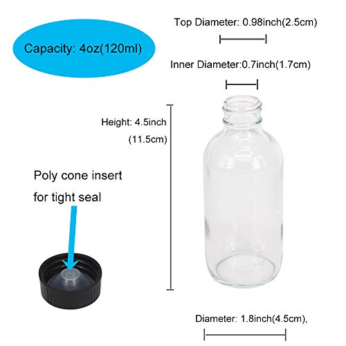 Bpfy 12 Pack Clear 4 Oz Glass Bottle With Caps, Funnel, Chalk Labels, Pen, Vanilla Extract Bottle, Boston Bottles For Potion, Juice, Ginger Shots, Turmeric Shots, Whiskey, Herbal Medicine, Maple Syrup #TOP1