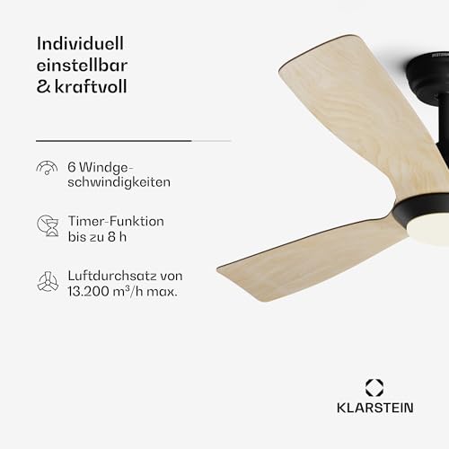 Klarstein Fiji Flow Deckenventilator mit Beleuchtung und Fernbedienung