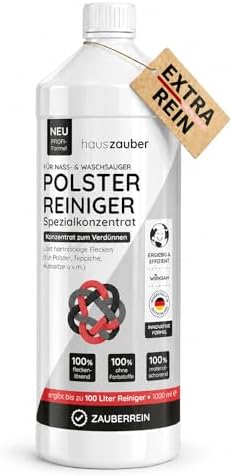 hauszauber - NEU Waschsauger Polsterreiniger [EXTRA REIN] - 1000 ml Konzentrat - Ideal für Waschsauger, Nasssauger - Teppichreiniger, Für Autositze, Teppiche, Couch, Sessel, schaum