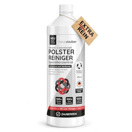 hauszauber - NEU Waschsauger Polsterreiniger [EXTRA REIN] - 1000 ml Konzentrat - Ideal für Waschsauger, Nasssauger - Teppichreiniger, Für Autositze, Teppiche, Couch, Sessel, schaumarm mit Frischeduft