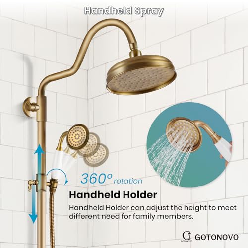 Robinet de douche de luxe mural avec colonne apparente et double manette - 8