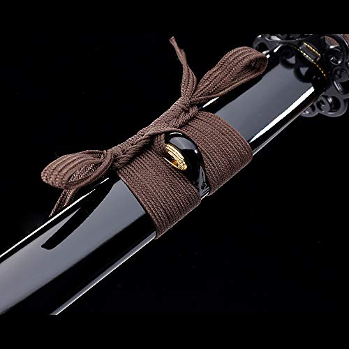 fengze Handmade Samurai Sword, 40 Inch Damascus Steel Ultra Sharp Fully Hand Forged Katana Sword for Real Battle, Full Tang, Clay Tempered (Knights of The Elves) - Thumbnail 6