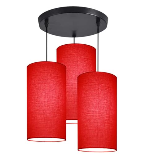 Image of Hanging 3 Lights for Dining Table | Red Hanging Lights for Living Room Set of 3 | Cluster 3 Hanging Light for Ceiling