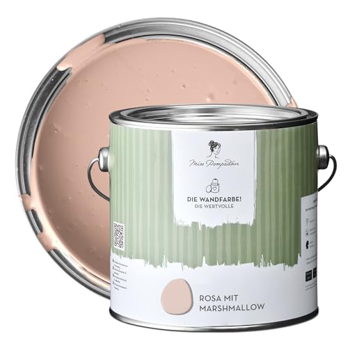 MissPompadour edelmatte Wandfarbe Rosa mit Marshmallow 2,5L - sehr hohe Deckkraft - geruchsneutrale, spritzfreie Farbe - atmungsaktive, wasserbasierte Innenfarbe/Deckenfarbe - Die Wertvolle