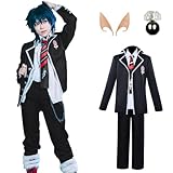 Tokisaki Blue Exorcist Cosplay Costume Rin Okumura Yukio Uniform High School Outfit Men Jacket Pants Suit Halloween(;,Black Suit1)