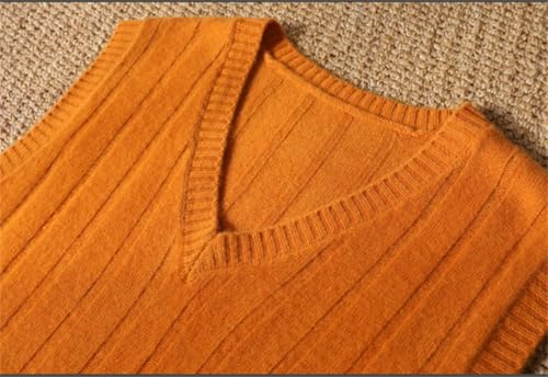 Mens Wool V-Neck Sleeveless Knit Sweater Vest Thick Warm Pullover Loose Fit Waistcoat Classic Sweater Vest3