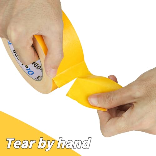 Image of Oleitodh 12 Pack Yellow Duct Tape Heavy Duty,8.3 Mil Thickness,2 Inches x 60 Yards,Strong Industrial Strength,Flexible,No Residue,Waterproof and Tear by Hand,Multi-Use for Indoor & Outdoor Repairs