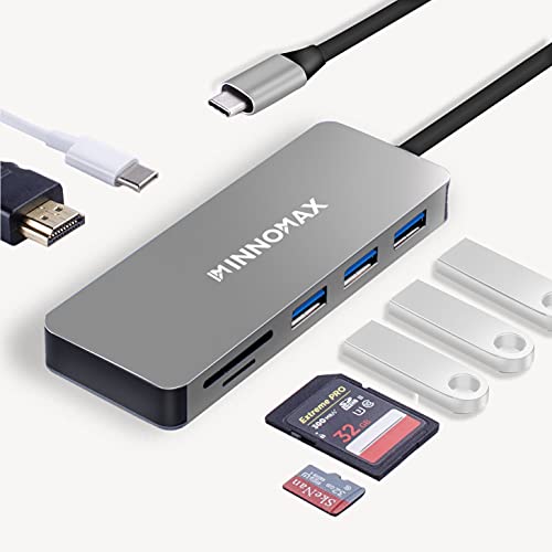 USB C Hub HDMI Adapter for MacBook Pro 2020/2019/2018, INNOMAX 7 in 1 Dongle USB-C to HDMI, Sd/TF Card Reader, Power Delivery, and 3 USB Ports for USB-C Devices(Space Gray)
