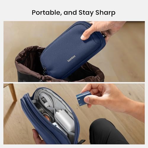 tomtoc Estojo organizador eletrônico, resistente à água, compartimento duplo, bolsa tecnológica, bol