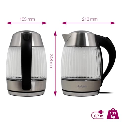 Tetera eléctrica StripeGlass 1.8 L acero y vidrio rojo miniatura 3