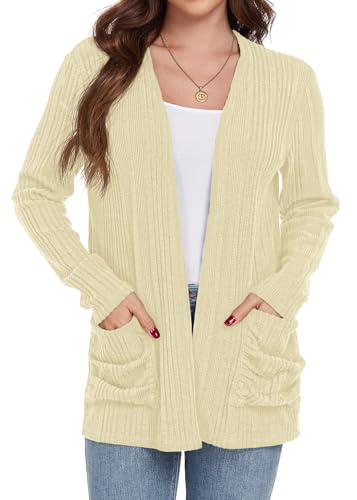 Image of GRECERELLE Womens Long Sleeve Lightweight Open Front V-Neck Casual Cardigan Sweaters Outerwear with Pockets 2025, S-2XL