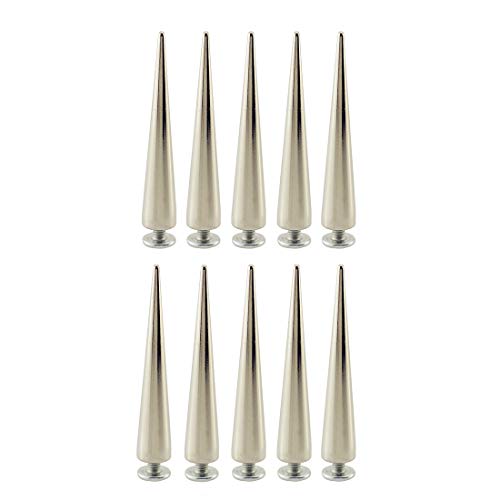 55Mm Solid Punk Bullet Large Spikes Metal Leather Rivets Diy Silver Screw On Cone Studs For Cosplay Clothes Set Of 10 #TOP6