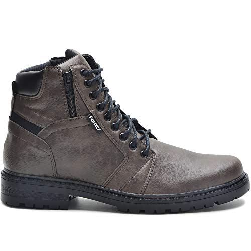 Bota Coturno Masculino Casual Conforto Macia Leve Zíper Cor:Marrom;Tamanho:45