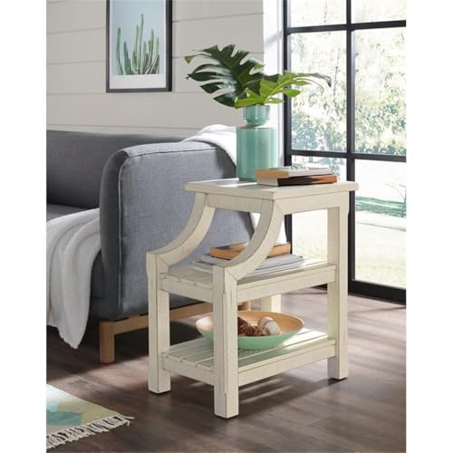 Martin Svensson Home Barn Door Chairside Table with Power, Antique White - Thumbnail 2