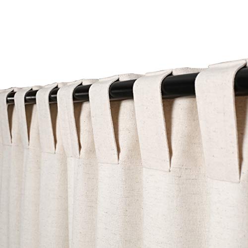 Linen Cotton Tab Top Curtains, Farmhouse 2 Panel Set, Natural Window Drapes for Bedroom, 127x274 cm, Natural / Linen - Image 4
