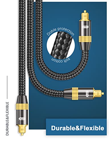 Emk® Optical Audio Cable Digital Toslink Cable 24K Gold-Plated Nylon Braided S/Pdif Cable For Home Theater, Sound Bar, Tv, Ps4, Xbox, Playstation (3.3Ft/1M) #TOP3