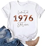 FCGHSII 50th Birthday T-Shirts for Women: Vintage 1976 Graphic Shirt 50th Birthday Party Tees Tops